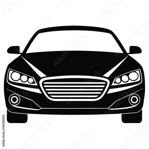 Front View Of A Sedan Car Vector – Modern Vehicle Illustration for Automotive, Transport & Design Projects