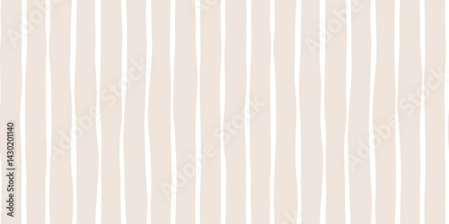 Minimalist soft neutral beige wavy rugged vertical stripes, elegant modern background vector pattern design