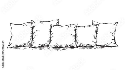 Pillows line art illustration for cozy home decor inspiration