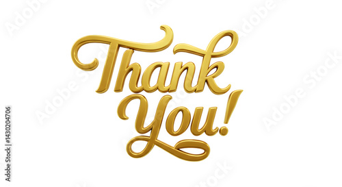 Thank You Text Isolated on White Background