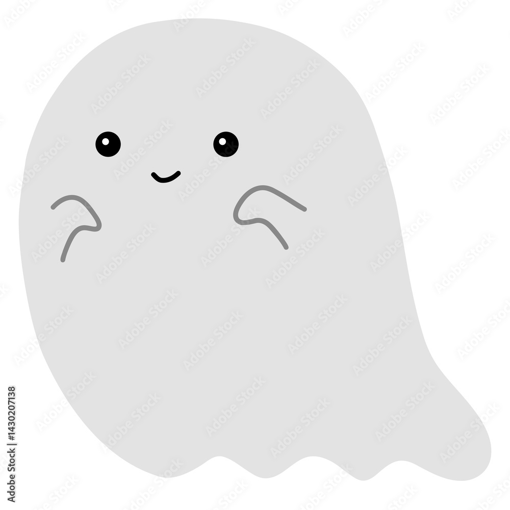 Obraz premium Adorable Cartoon Ghost – Cute Halloween Character Vector Illustration