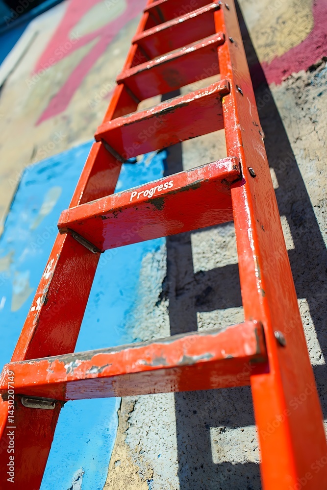 A ladder with the word progress written on it A ladder with the word progress written on it