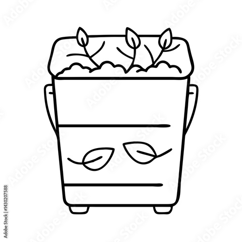 compost bin icon, compost bin line art - simple line art of compost bin, perfect for compost bin logos and icons