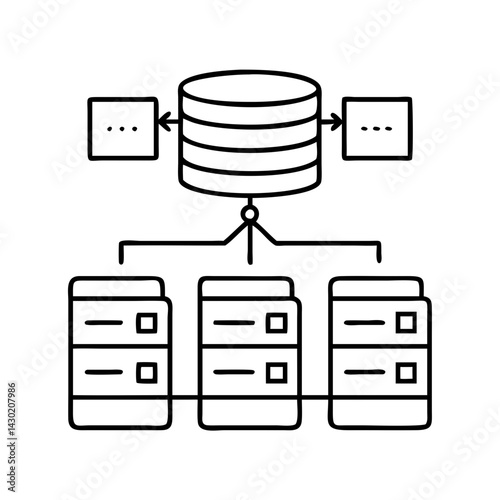data warehouse icon, data warehouse line art - simple line art of data warehouse, perfect for data warehouse logos and icons