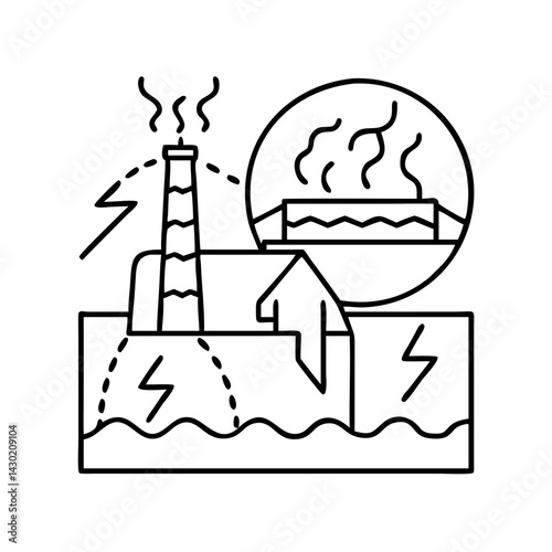 geothermal energy icon, geothermal energy line art - simple line art of geothermal energy, perfect for geothermal energy logos and icons