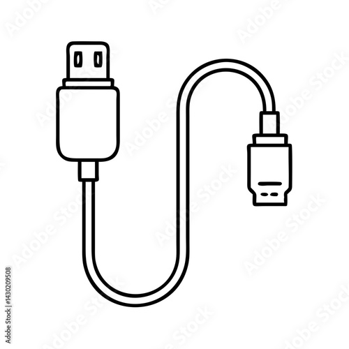 hdmi cable icon, hdmi cable line art - simple line art of hdmi cable, perfect for hdmi cable logos and icons