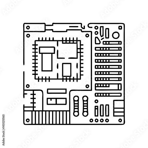 motherboard icon, motherboard line art - simple line art of motherboard, perfect for motherboard logos and icons