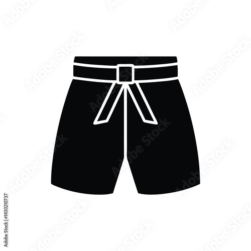 High Waist Shorts with Tie Belt Silhouette Vector Illustration