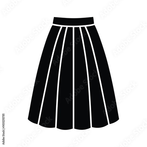 High Waisted Culottes with Pleats Silhouette Vector Illustration
