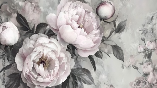 Muted pastels and delicate floral artistry grace a textured wall decor.