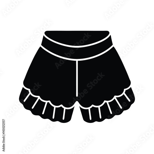 Ruffle Trim Shorts with High Waist Silhouette Vector Illustration