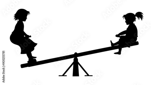 Children skating silhouette on white background