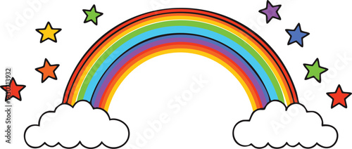 Hand drawn Rainbow Doodle illustration Design Vector Illustraiton Clipart