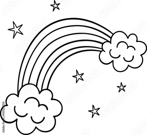 Hand drawn Rainbow Doodle illustration Design Vector Illustraiton Clipart