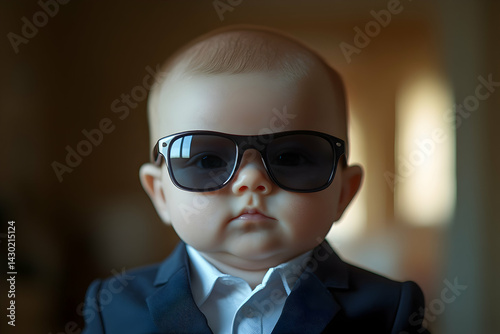 Tiny tyke suit clad cool shades