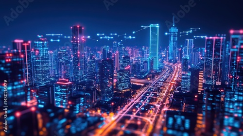 Wallpaper Mural Futuristic City at Night Torontodigital.ca