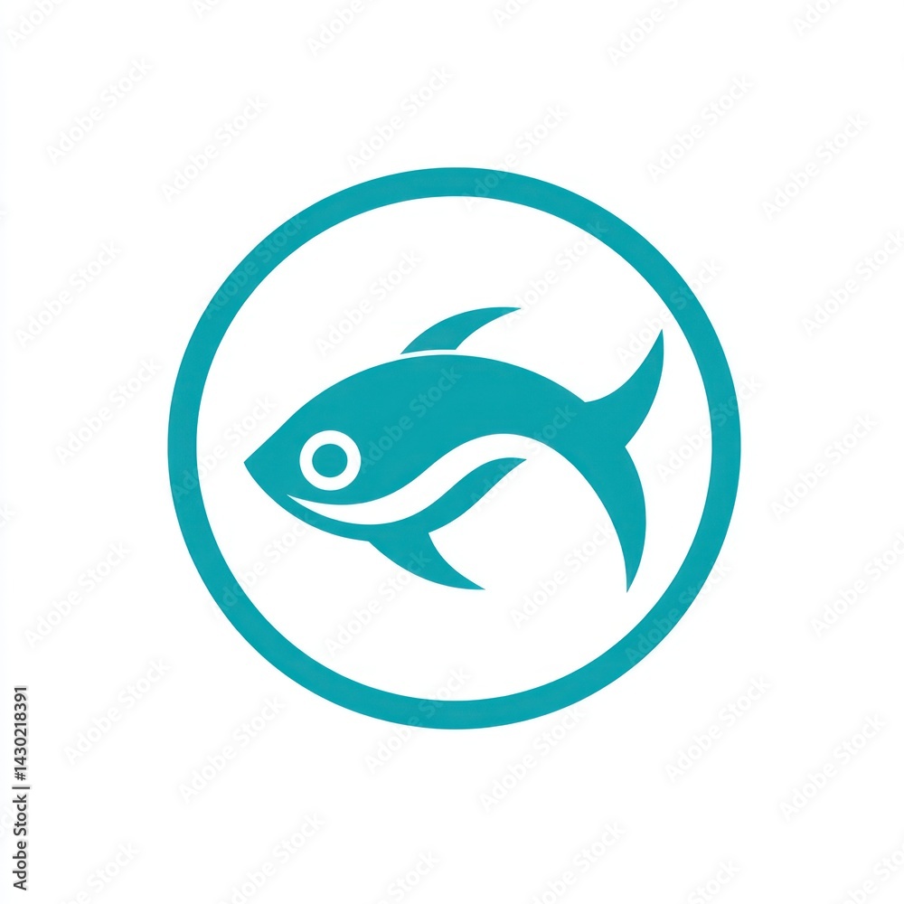 Simple teal fish logo in circle. Possible stock photo use Simple teal fish logo in circle. Possible stock photo use