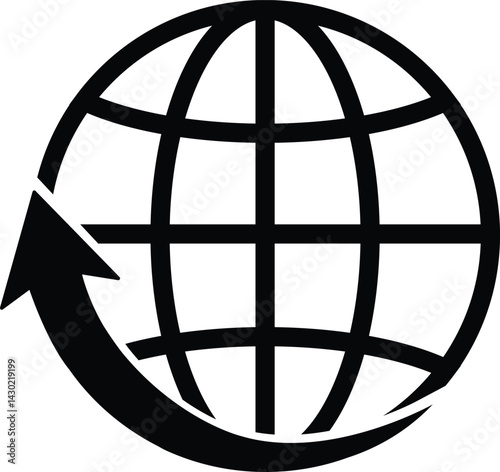 Business logo template. Globe and arrow logo is suitable for global company, world technologies, media and publicity agencies