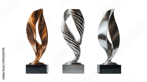 Golden Oscar Statues Against Transparent Background