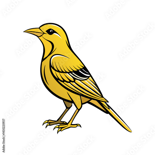 outline of a golden oriole white background