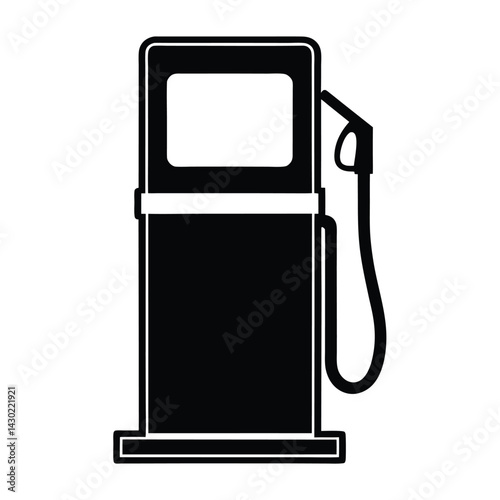 Gas pump flat icon, black silhouette of a gas pump with a nozzle and hose vector Art & Illustration