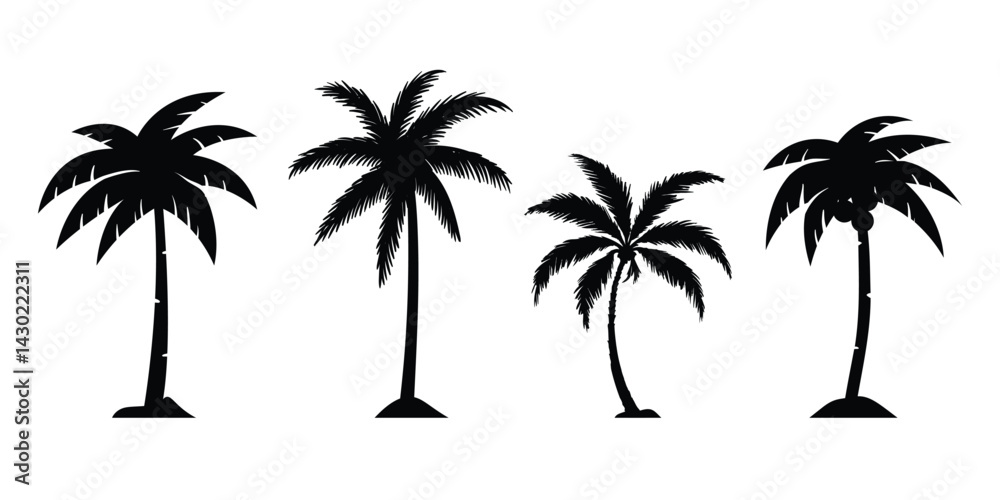Obraz premium Silhouettes palm tree illustration vector