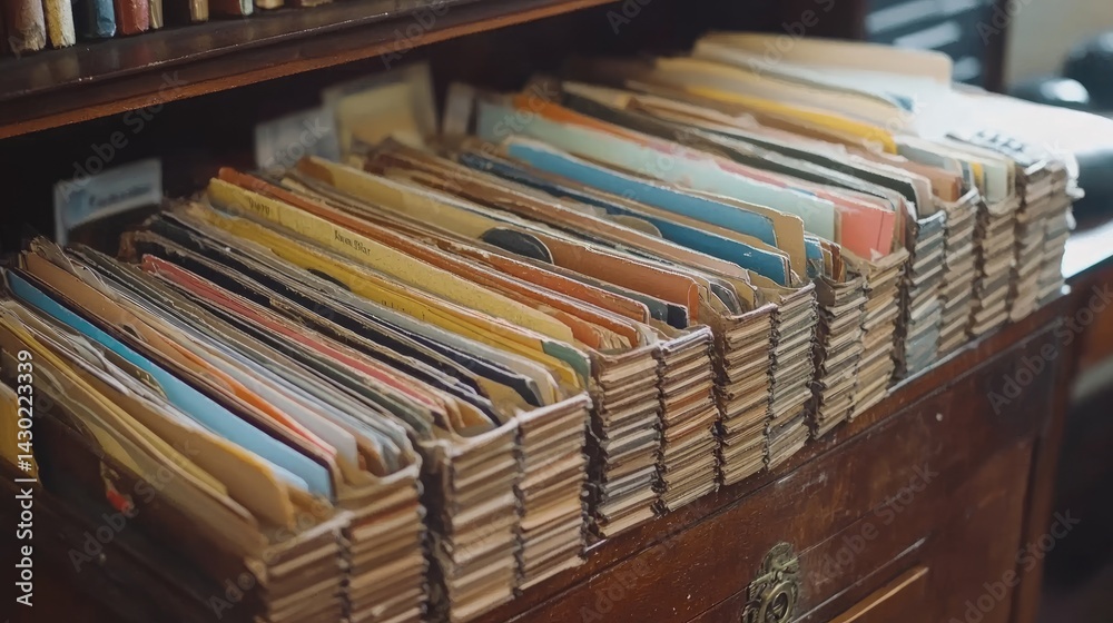 Obraz premium Employee record system files neatly stacked beside computer at back office
