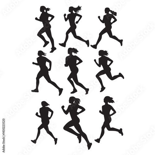 Wallpaper Mural Silhouettes of athletes running and playing sports in action scenes Torontodigital.ca