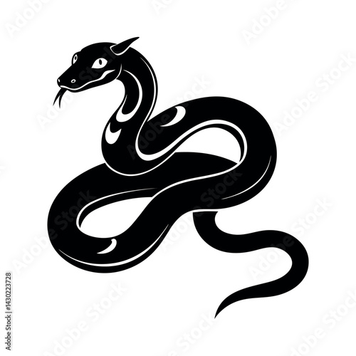 boa constrictor black vector silhouette white bac