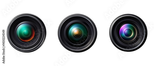 Camera Lenses Against Transparent Background