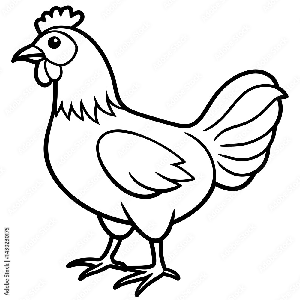 Clean Chicken Line Art Design Clean Chicken Line Art Design
