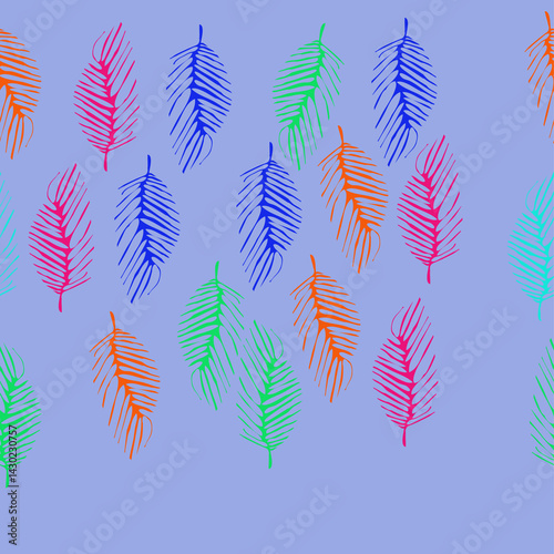 Wallpaper Mural Horizontal arrangement  colored  palm leaves. Hand drawn. Torontodigital.ca