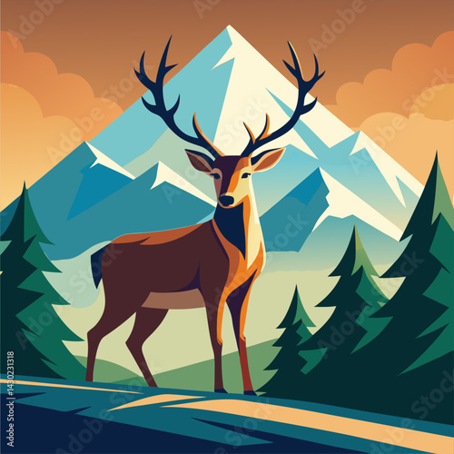 Majestic Deer in Mountainous Landscape