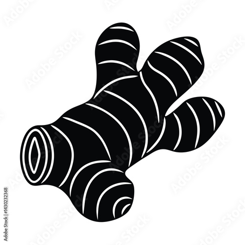 Ginger root flat vector icon, Black silhouette of a ginger root vector Art & Illustration