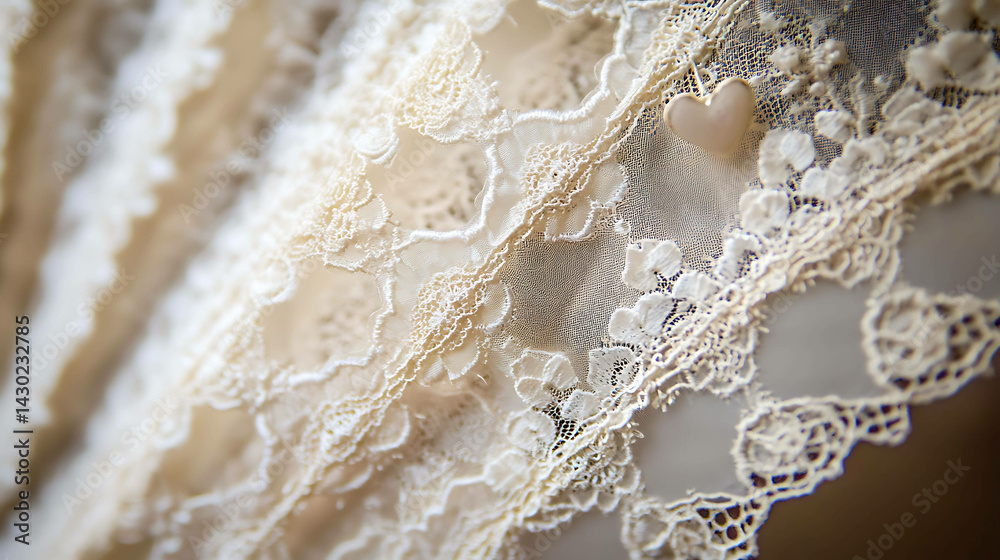A delicate lace fan with heart motifs