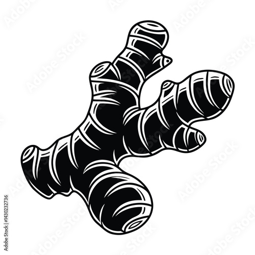 Ginger root flat vector icon, Black silhouette of a ginger root vector Art & Illustration