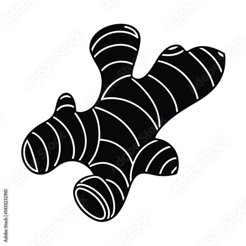 Ginger root flat vector icon, Black silhouette of a ginger root vector Art & Illustration