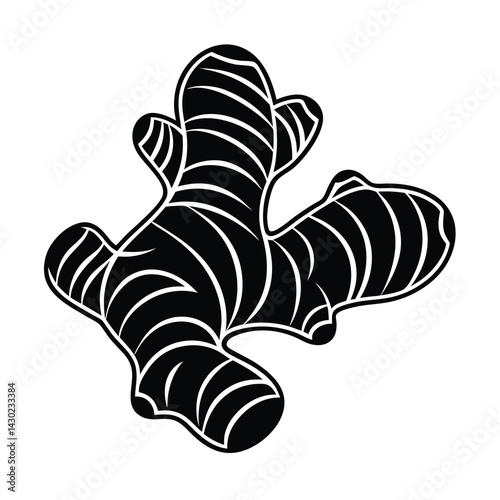Ginger root flat vector icon, Black silhouette of a ginger root vector Art & Illustration