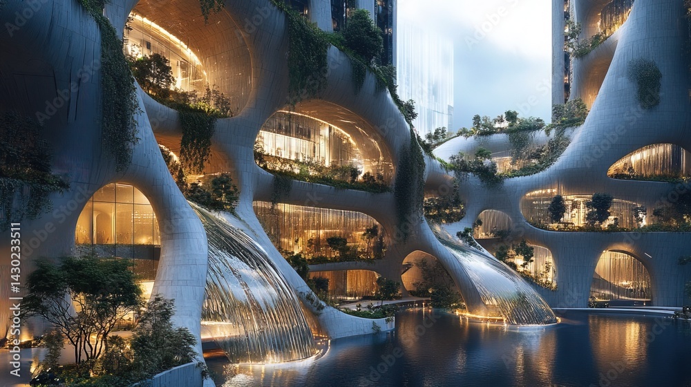 Obraz premium Futuristic Architecture with Natural Elements