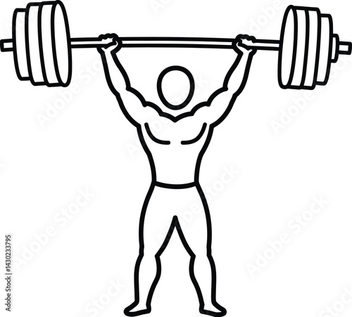 Health & Exercise Vector Icon of Weightlifting, Strength Training, Fitness