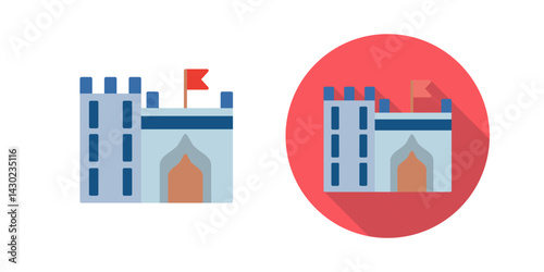 Castle with Flag Vector Icon