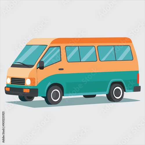 Mini bus vector art illustration.