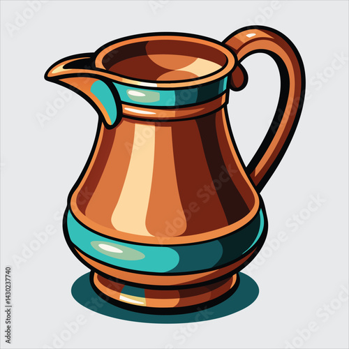 Old fashion jug vector art illustration.