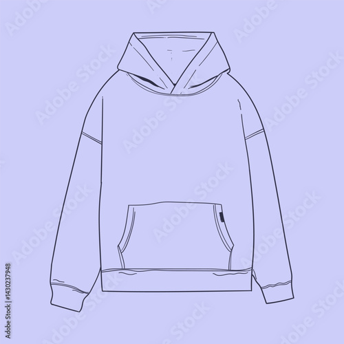 Hoodie Jacket Line Art Cartoon Vector Illustration Design