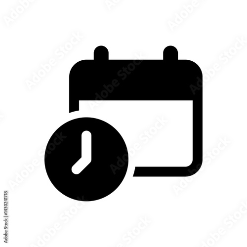 Calendar with clock, minimalistic time and date icon