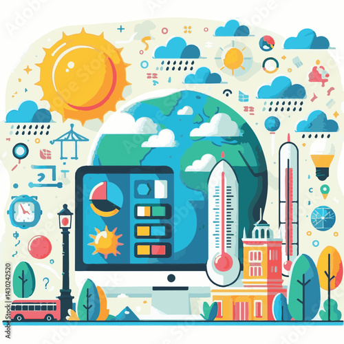 meteorology, weather, climate, earth, background, cloud, world, nature, forecast, environment, temperature, vector, season, day, illustration, meteorological, march, sun, poster, rain, world meteorolo