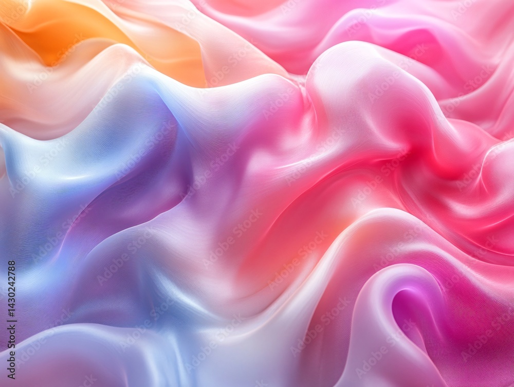 Obraz premium Abstract Silk Fabric: An artistic representation of flowing, ethereal silk fabric in a vibrant blend of colors, evoking a sense of fluidity, elegance, and artistic expression.