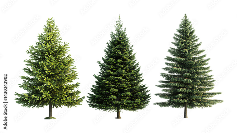 Green Fir Trees Against Transparent Background Green Fir Trees Against Transparent Background