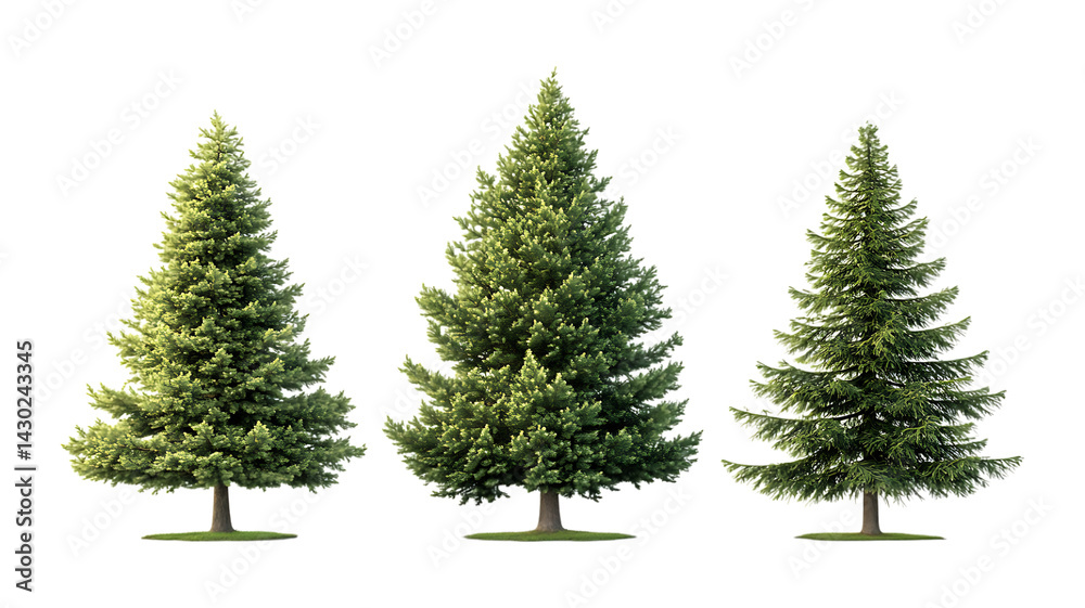 Obraz premium Green Fir Trees Against Transparent Background