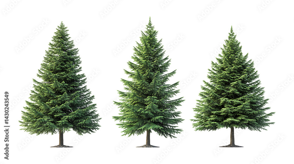 Fototapeta premium Green Fir Trees Against Transparent Background